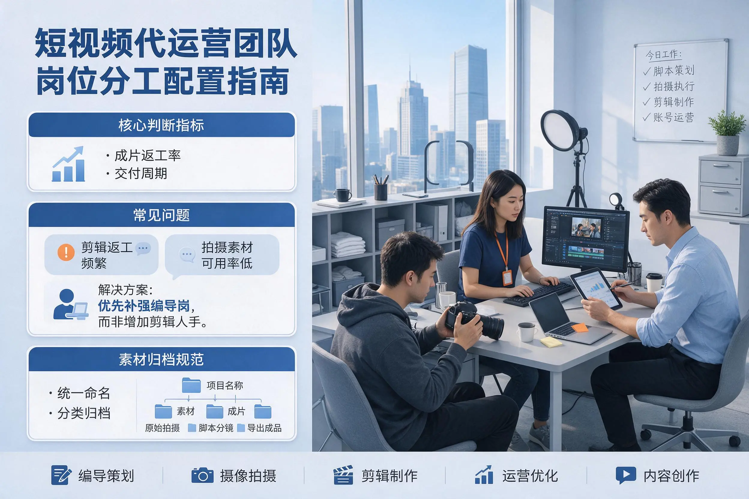 短视频代运营团队如何配置？乌鲁木齐企业岗位分工科普说明