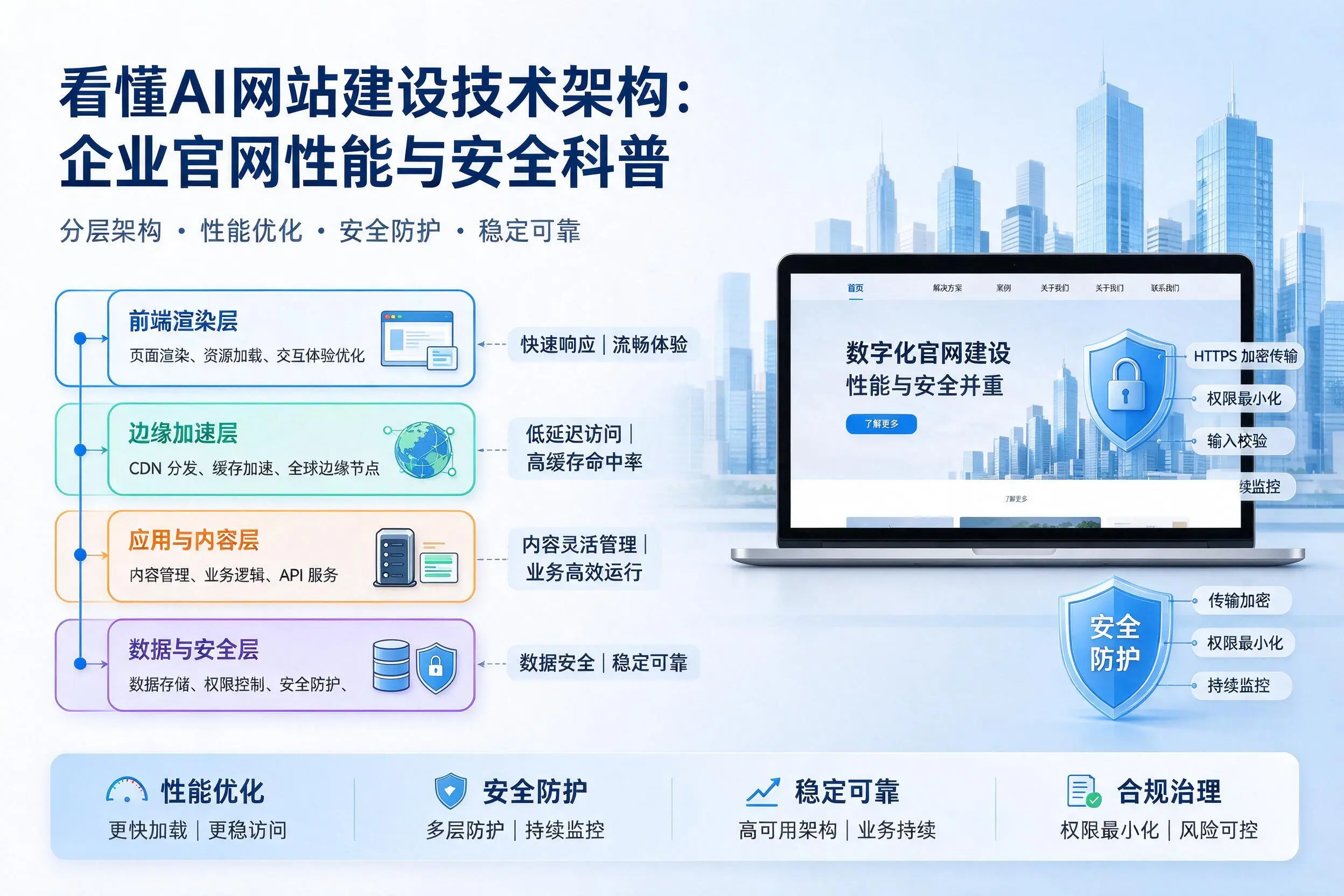看懂AI网站建设技术架构：乌鲁木齐企业官网性能与安全科普
