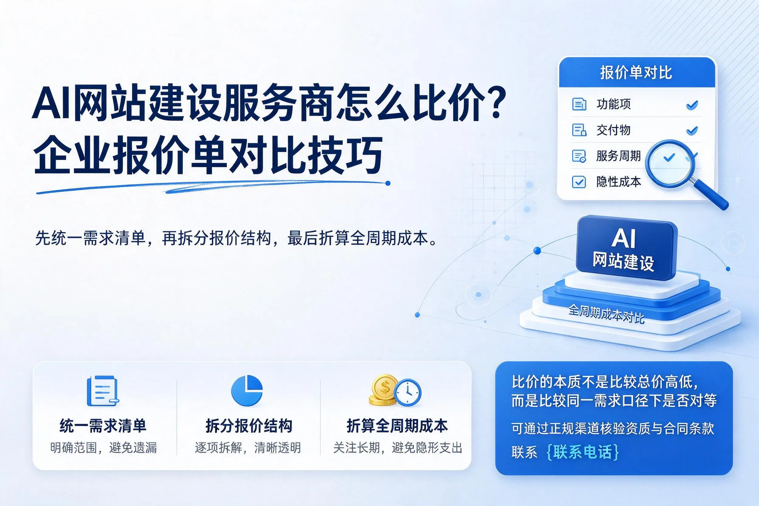 AI网站建设服务商怎么比价？乌鲁木齐企业报价单对比技巧