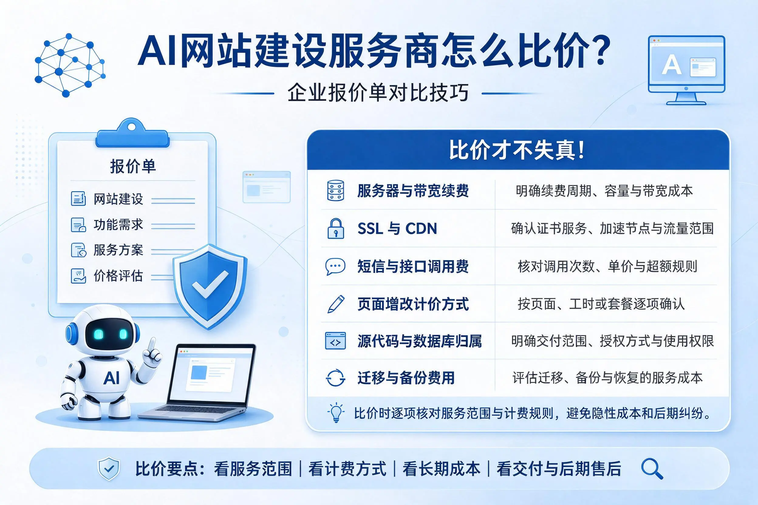 AI网站建设服务商怎么比价？乌鲁木齐企业报价单对比技巧